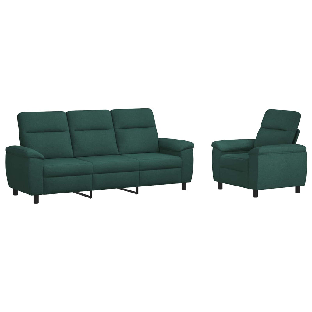 vidaXL Zestaw Sof 2 pcs Ciemnozielony tkanina