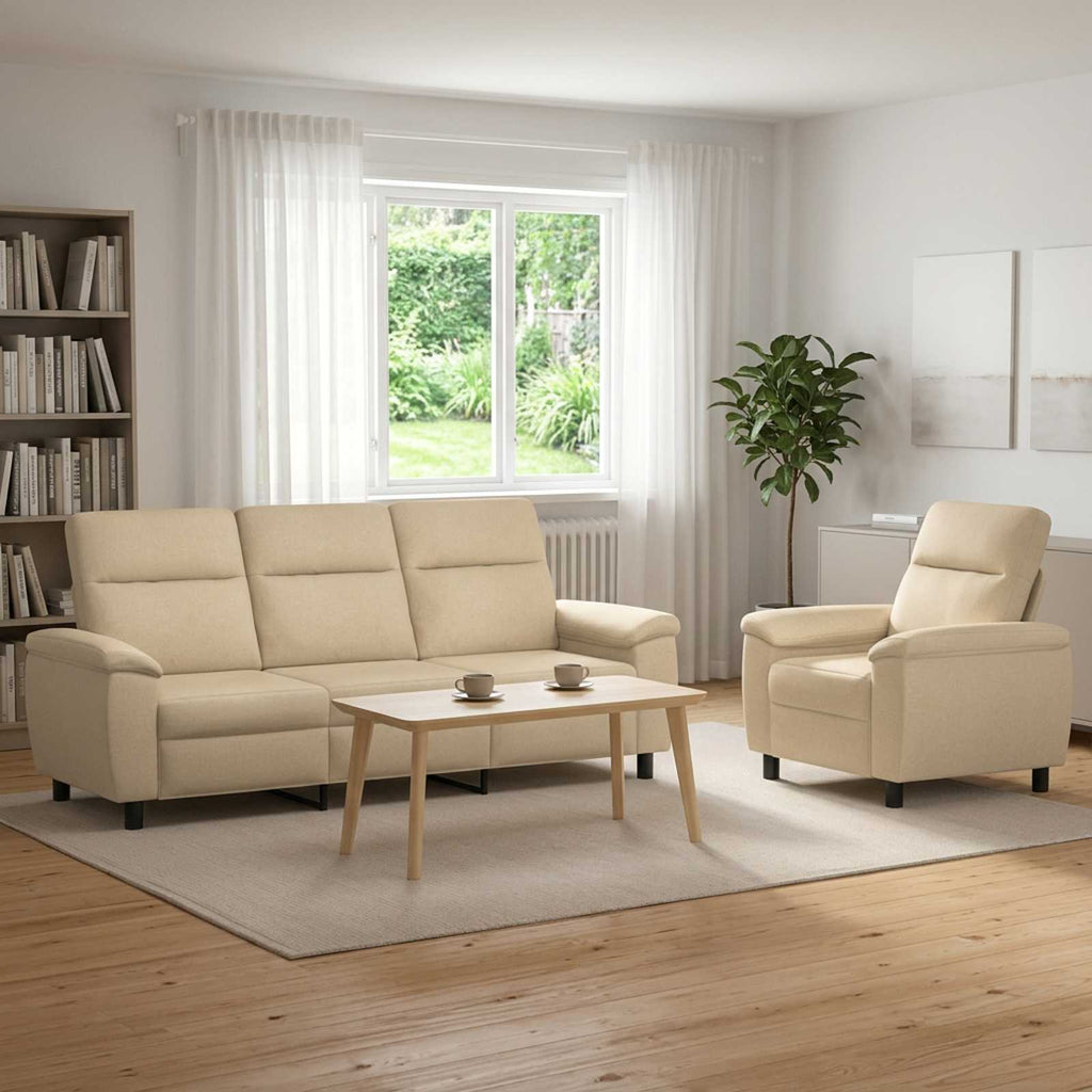 vidaXL Zestaw Sof 2 pcs kremowy tkanina