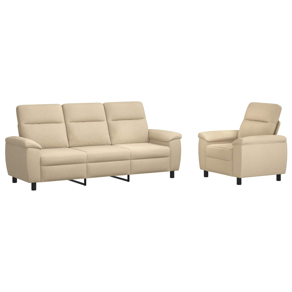 vidaXL Zestaw Sof 2 pcs kremowy tkanina