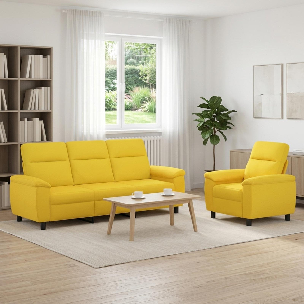 vidaXL Zestaw Sof 2 pcs Jasnożółty tkanina