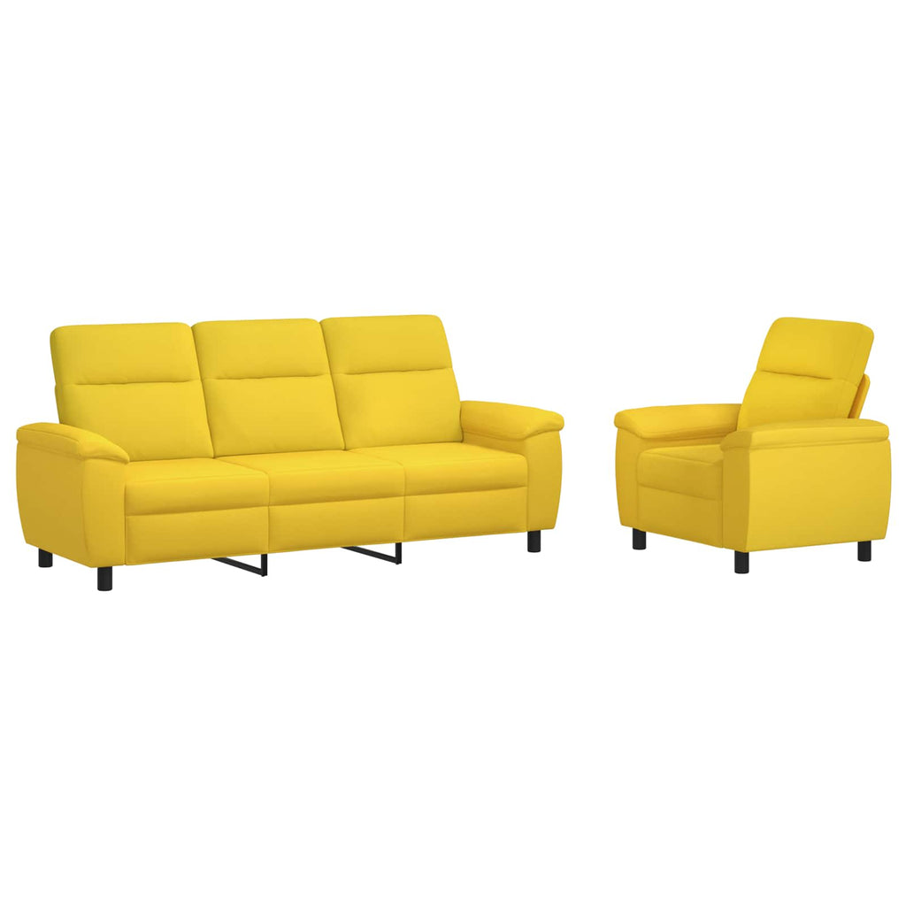 vidaXL Zestaw Sof 2 pcs Jasnożółty tkanina