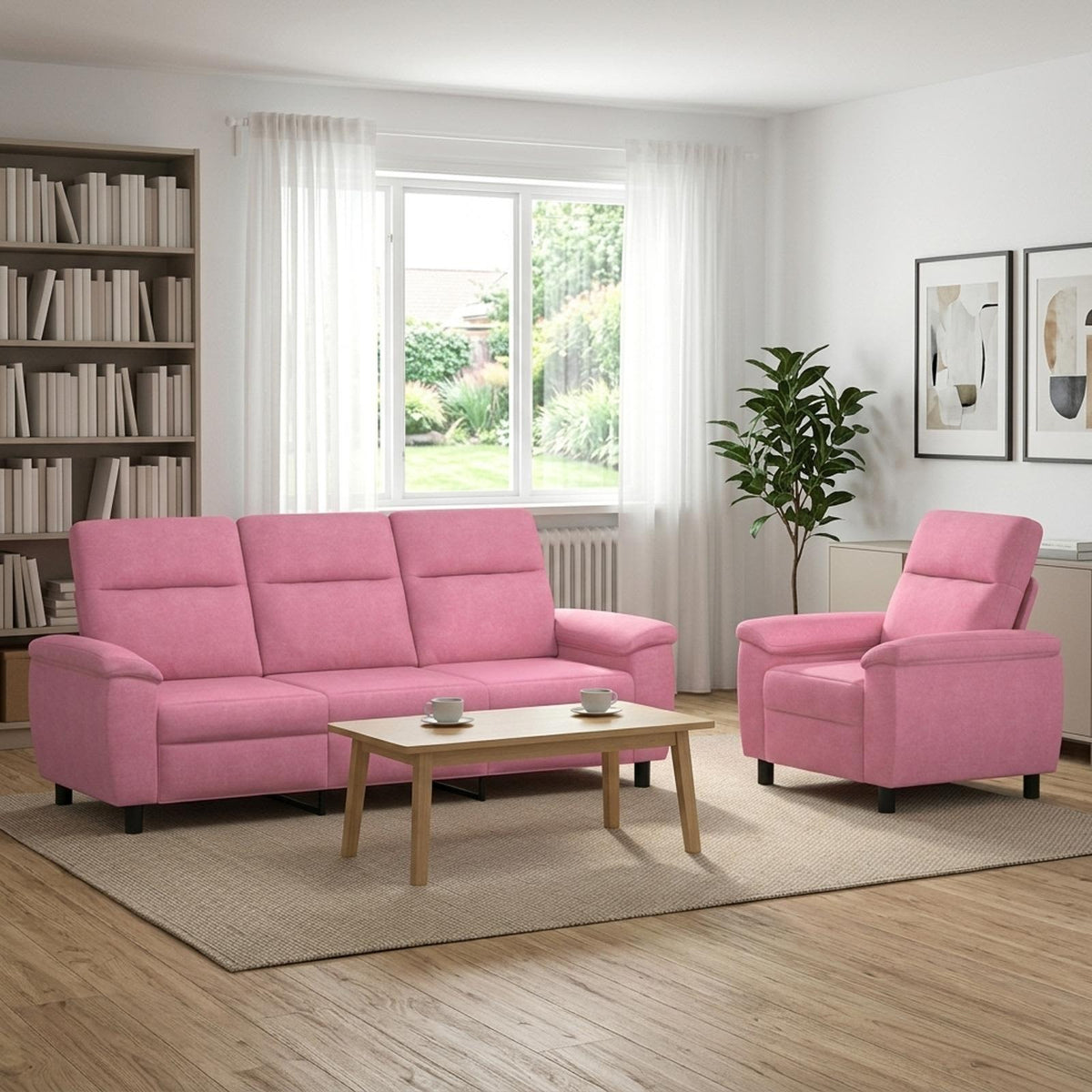 vidaXL Zestaw Sof 2 pcs różowy tkanina