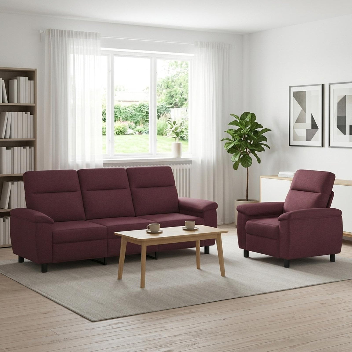 vidaXL Zestaw Sof 2 pcs Fioletowy tkanina
