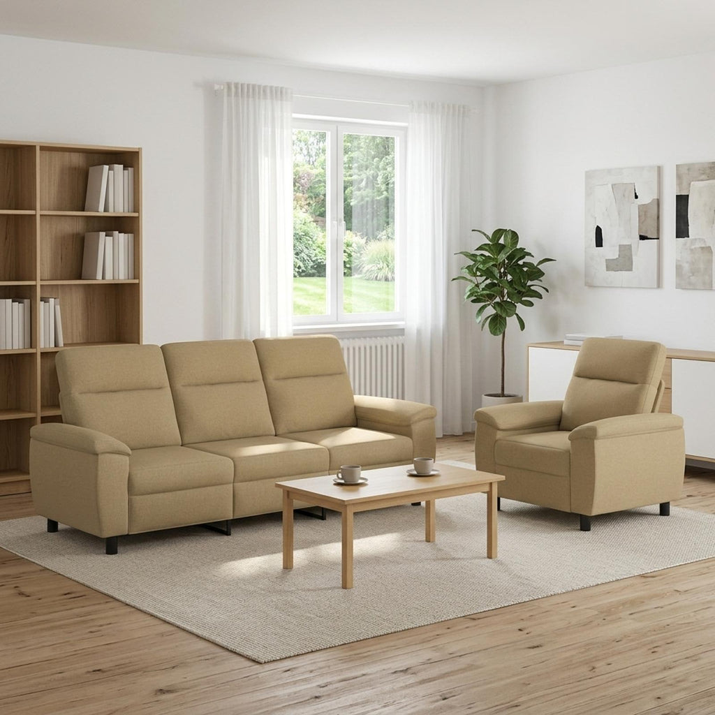 vidaXL Zestaw Sof 2 pcs Jasny Brąz tkanina