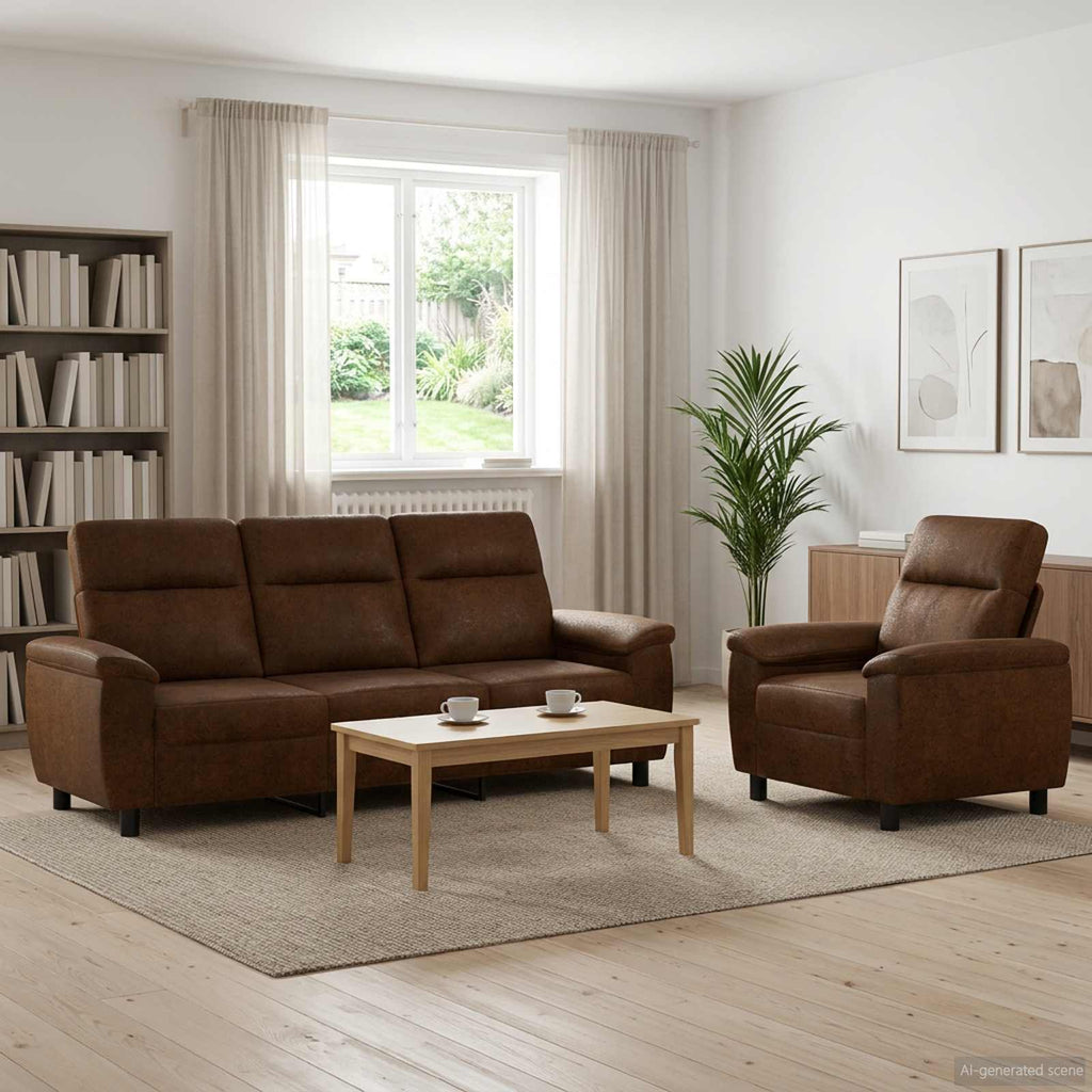 vidaXL Zestaw Sof 2 pcs brązowy Skóra zamszowa