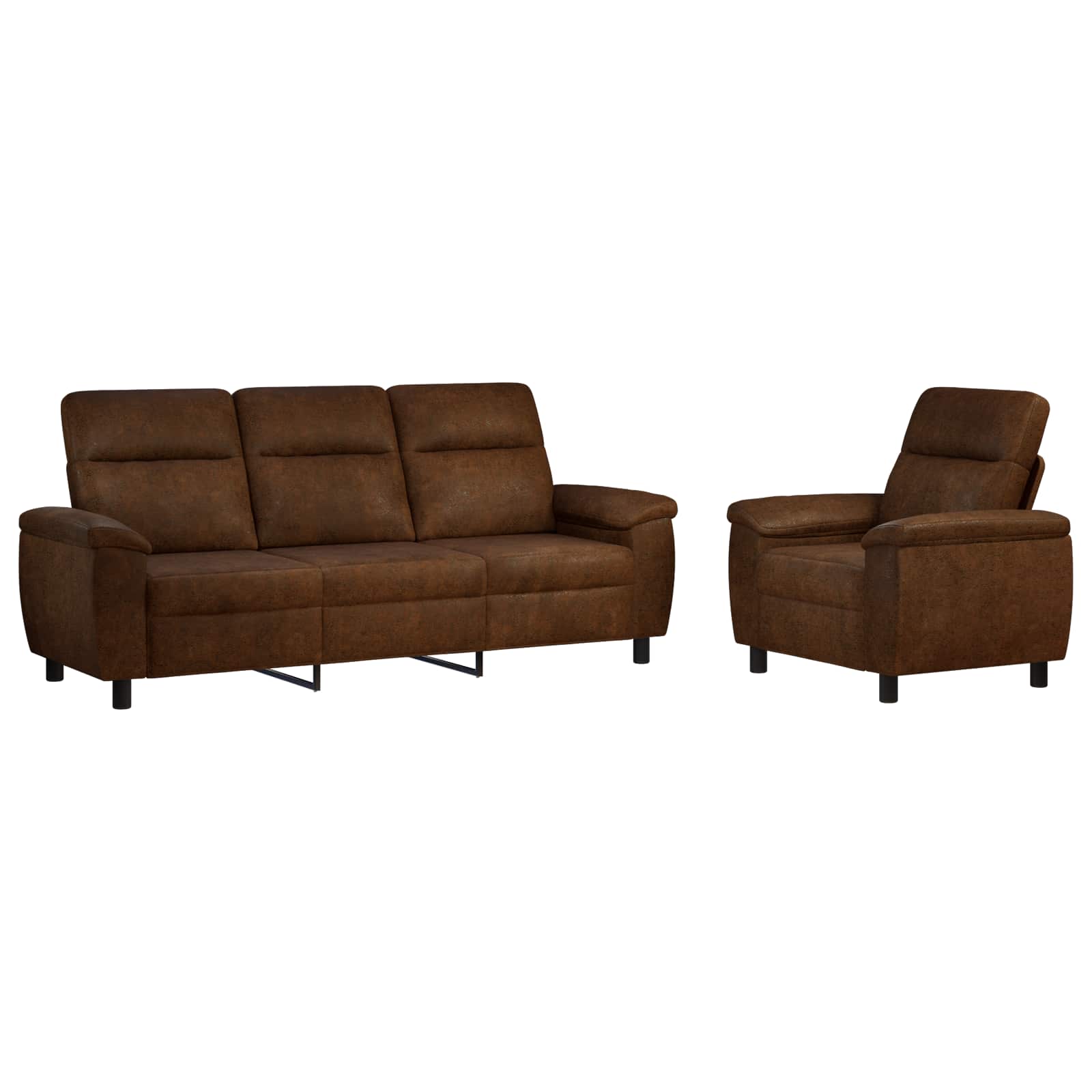 vidaXL Zestaw Sof 2 pcs brązowy Skóra zamszowa