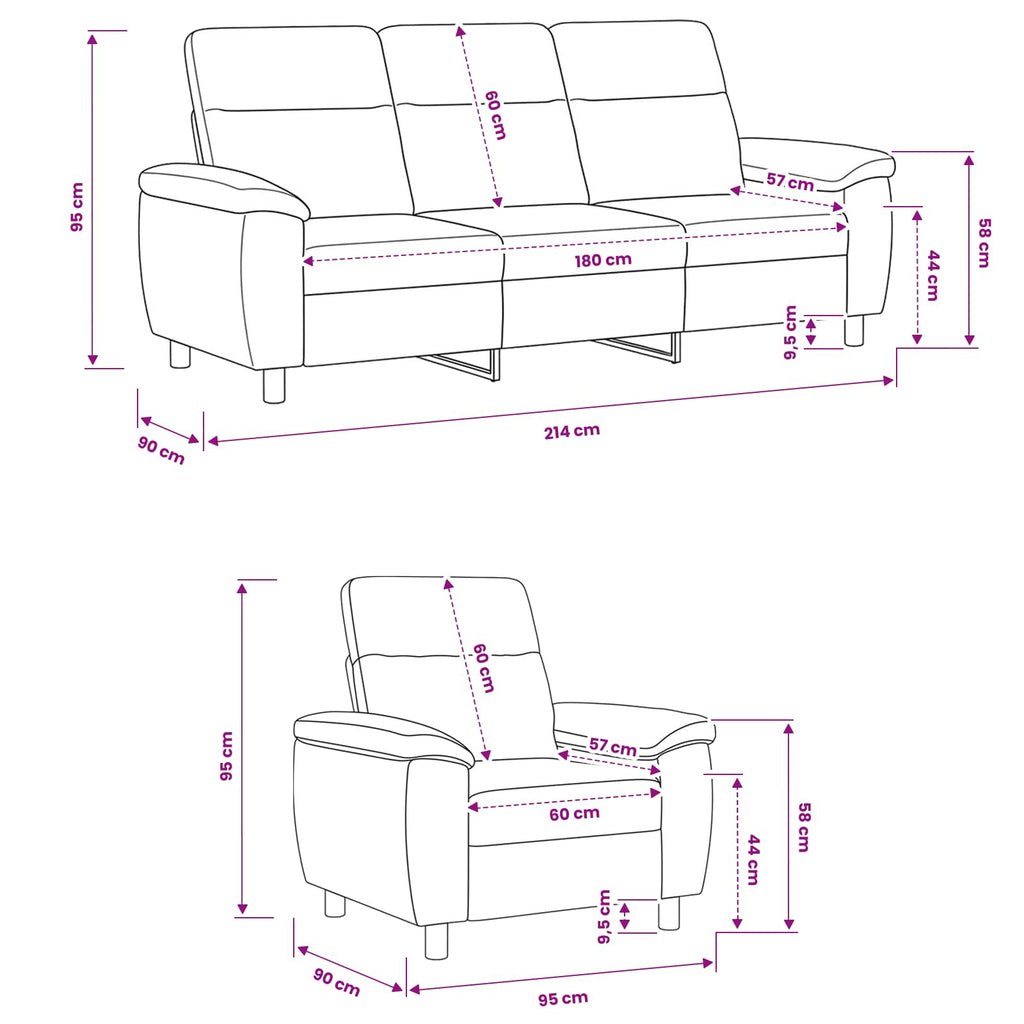 vidaXL Zestaw Sof 2 pcs brązowy Skóra zamszowa