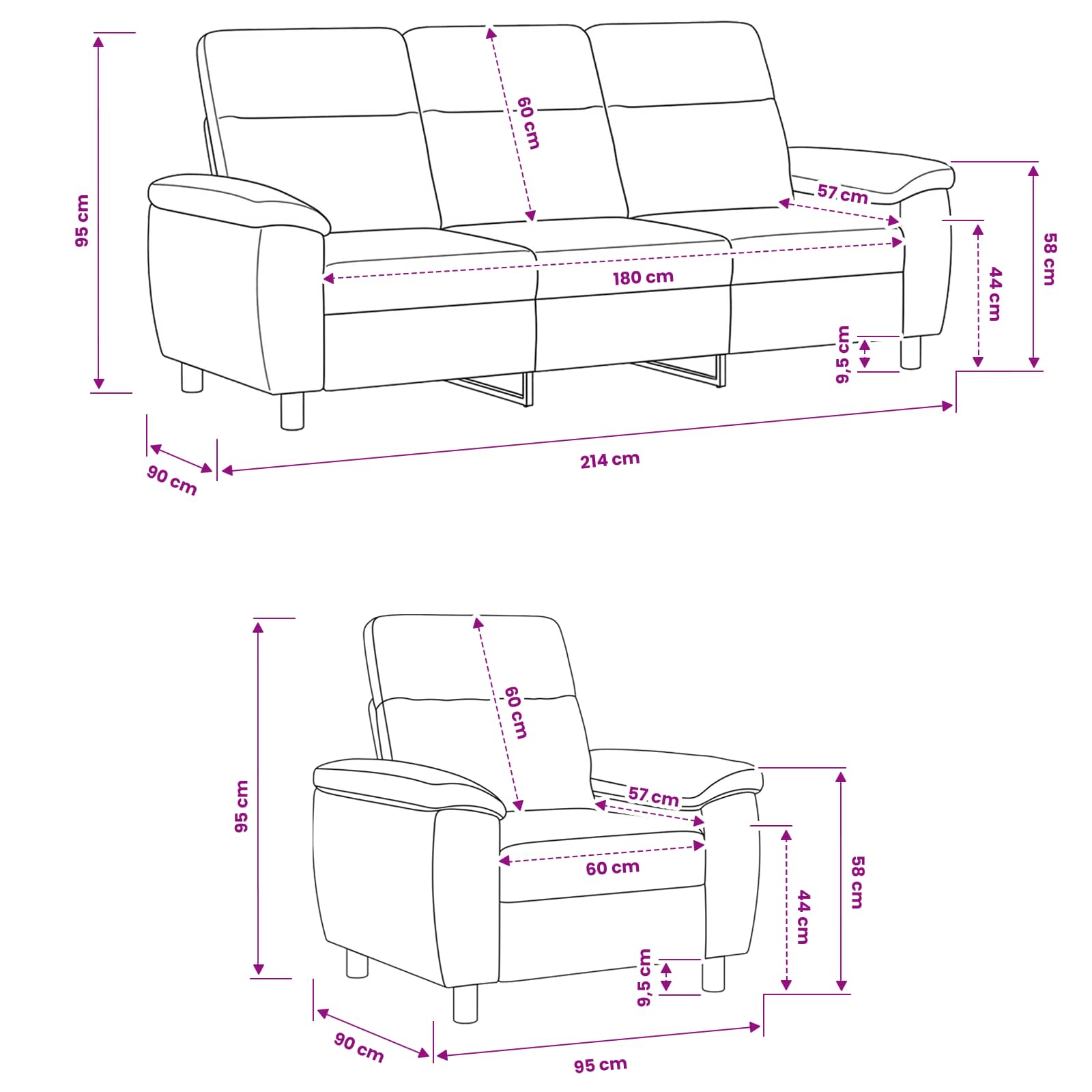 vidaXL Zestaw Sof 2 pcs brązowy Skóra zamszowa