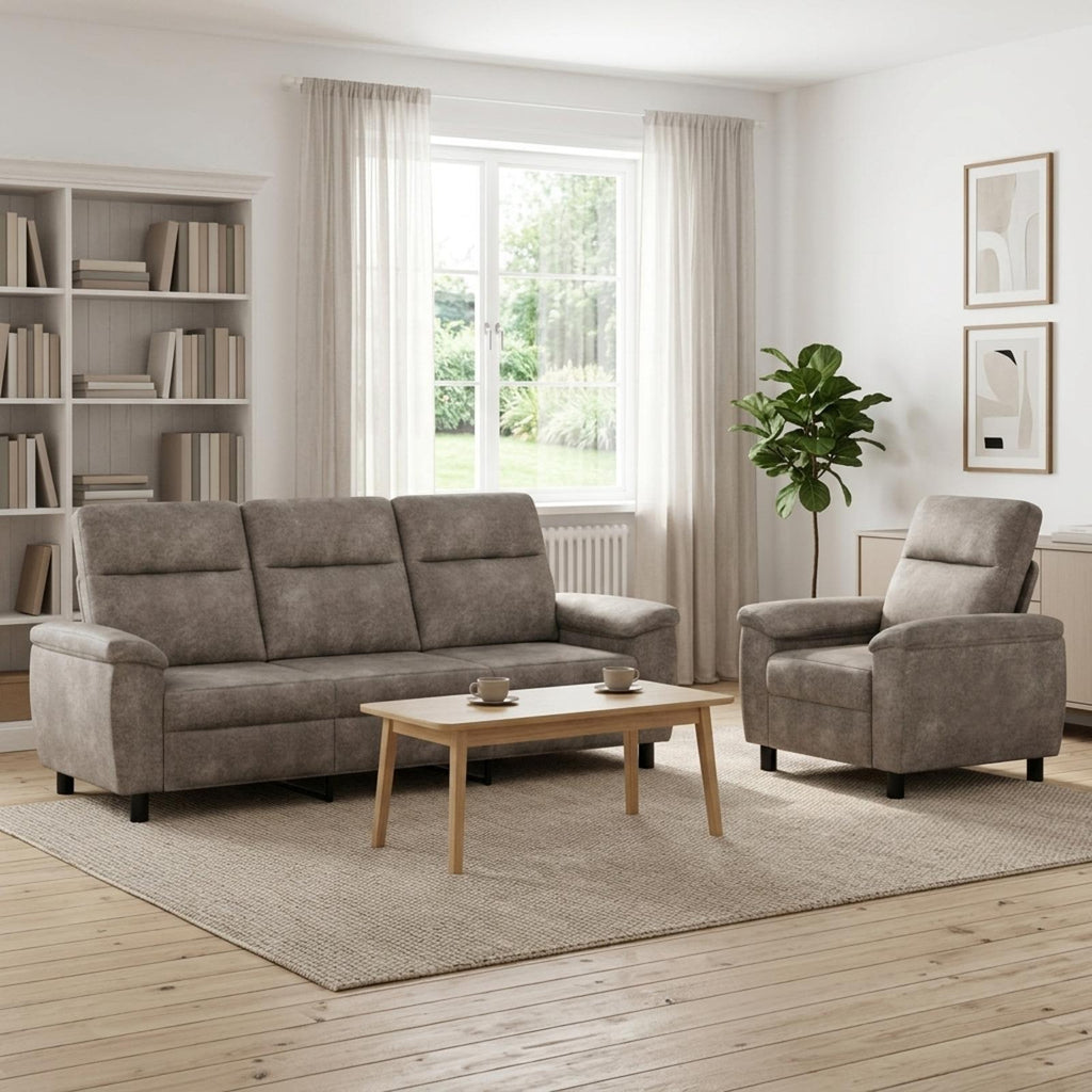 vidaXL Zestaw Sof 2 pcs jasnoszary Skóra zamszowa
