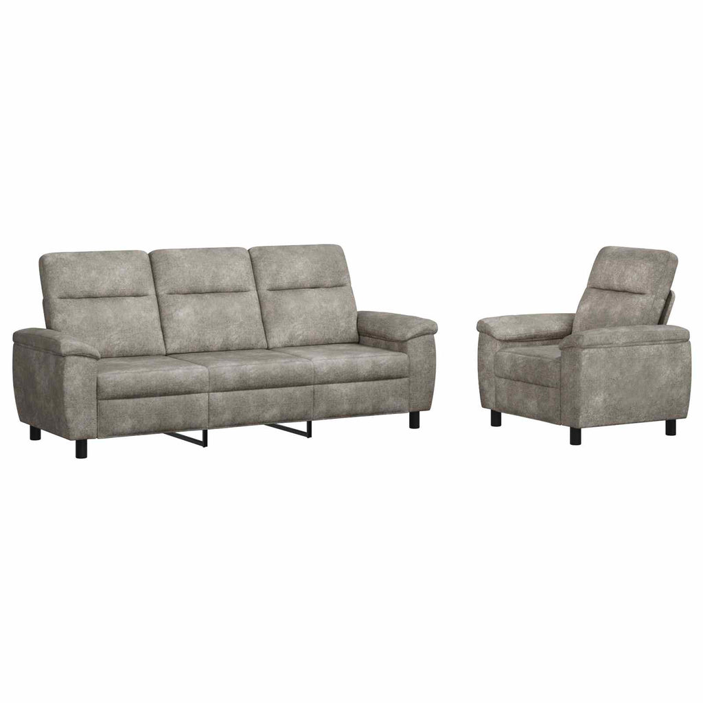vidaXL Zestaw Sof 2 pcs jasnoszary Skóra zamszowa