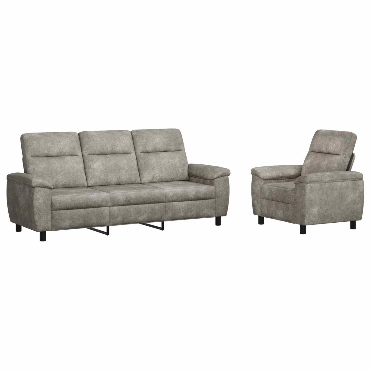 vidaXL Zestaw Sof 2 pcs jasnoszary Skóra zamszowa
