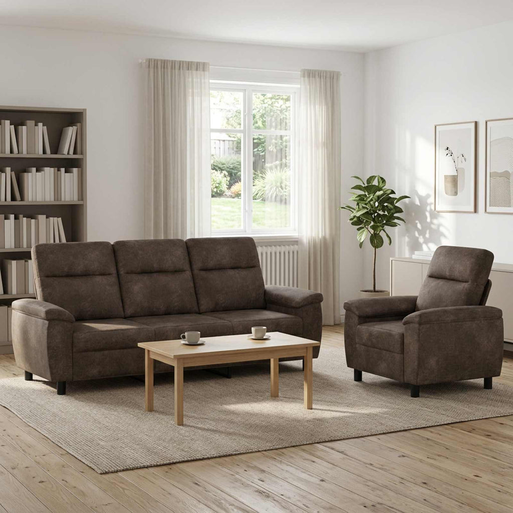 vidaXL Zestaw Sof 2 pcs ciemnoszary Skóra zamszowa