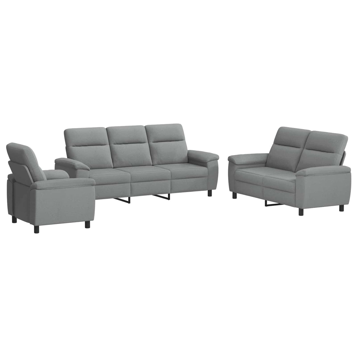 vidaXL Zestaw Sof 3 pcs jasnoszary tkanina