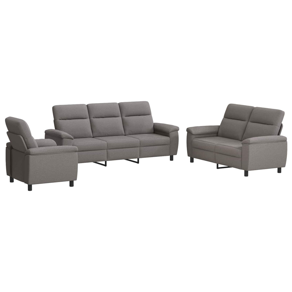 vidaXL Zestaw Sof 3 pcs Ciemnoszary tkanina