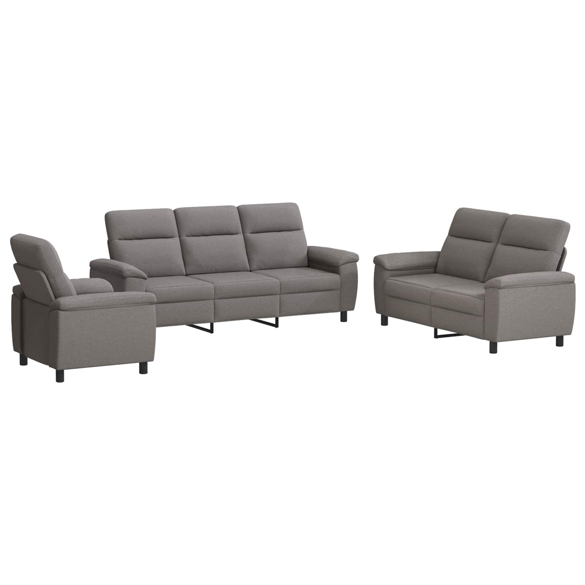 vidaXL Zestaw Sof 3 pcs Ciemnoszary tkanina
