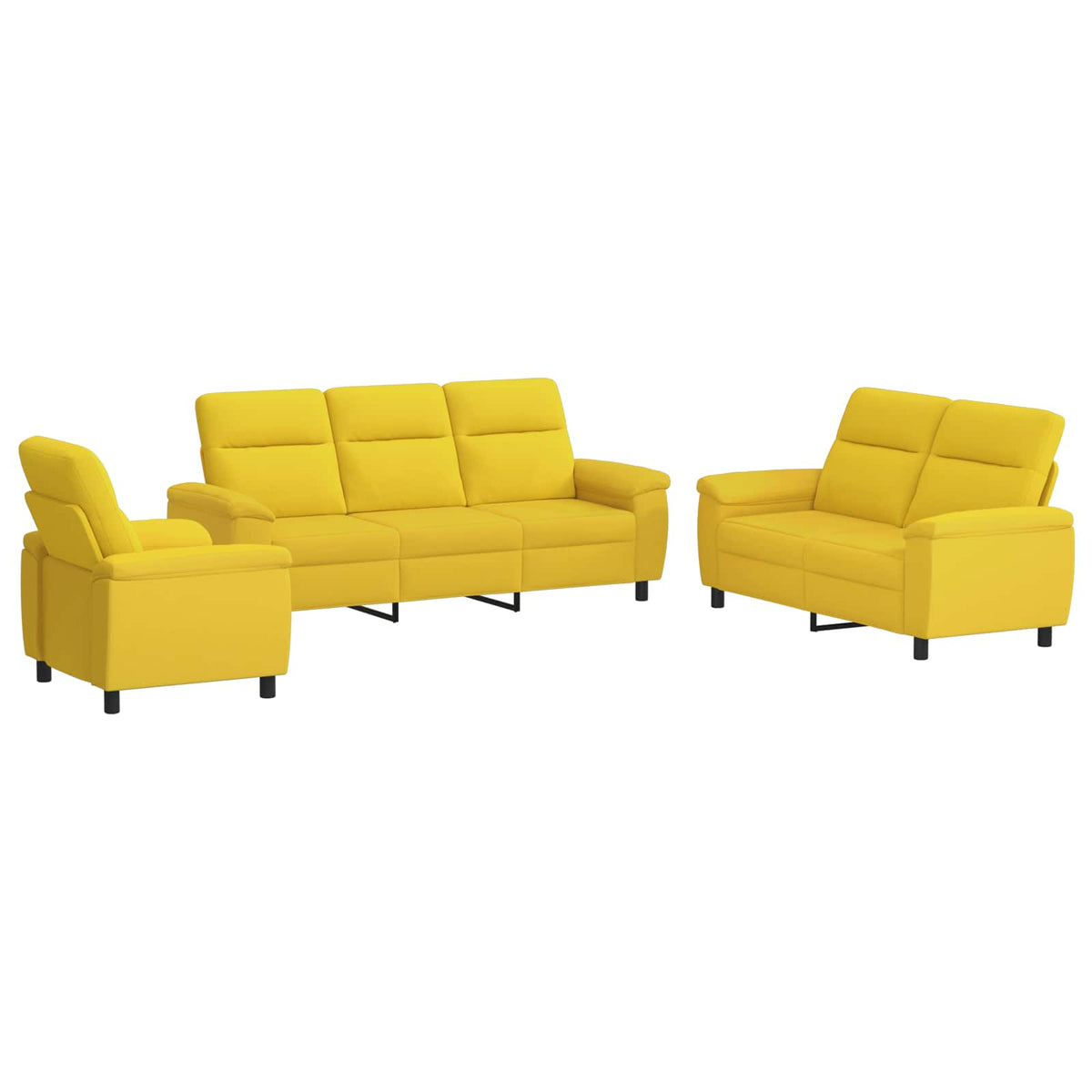 vidaXL Zestaw Sof 3 pcs Jasnożółty tkanina