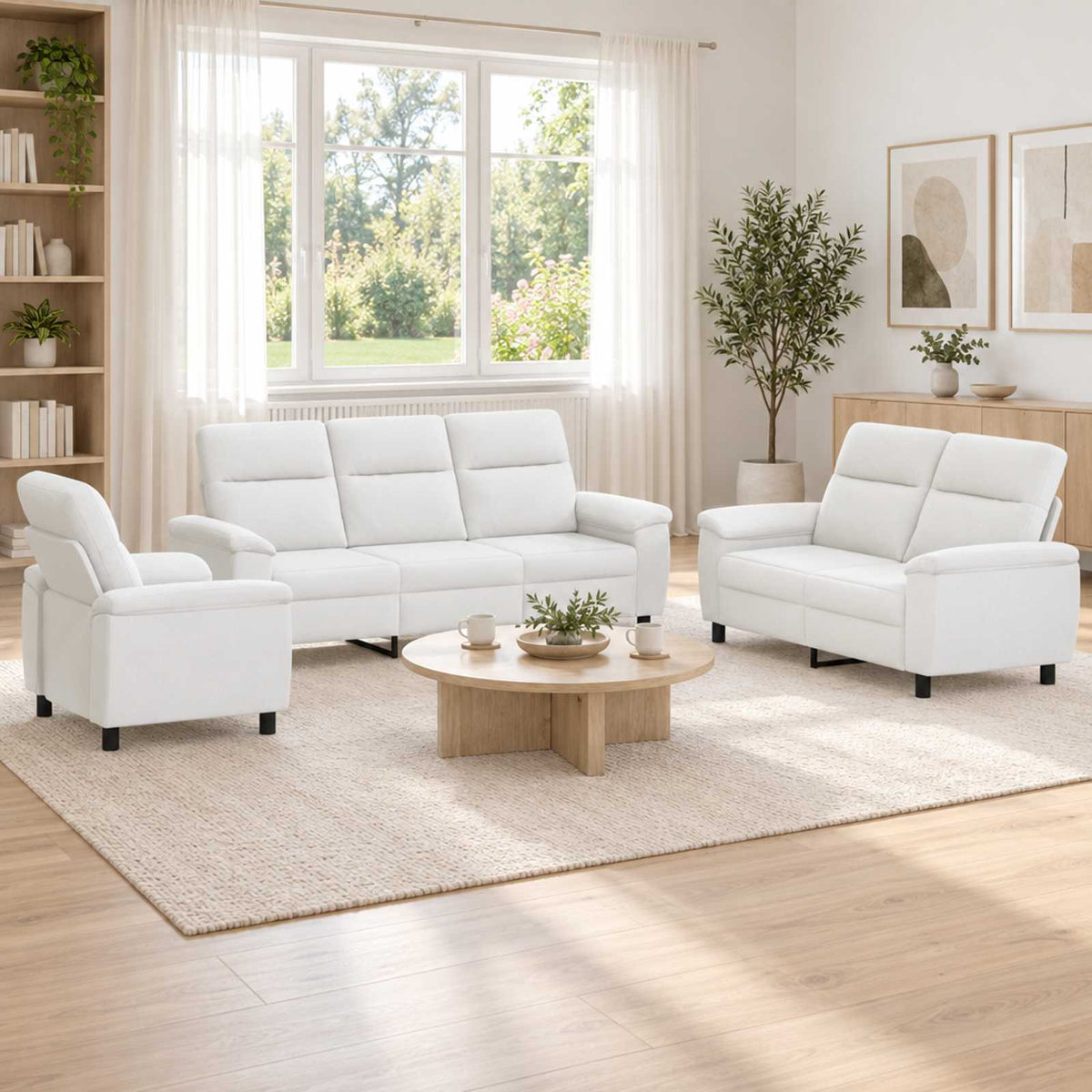 vidaXL Zestaw Sof 3 pcs Biały tkanina