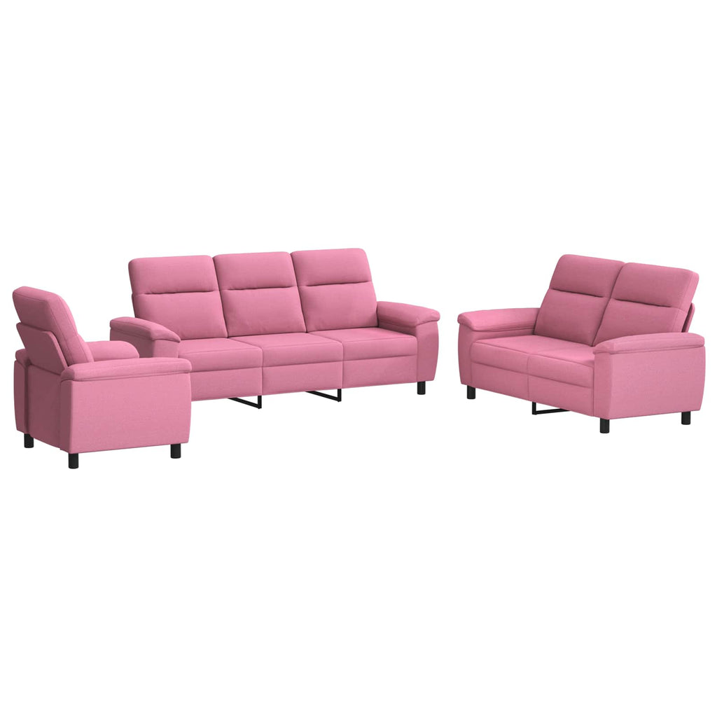 vidaXL Zestaw Sof 3 pcs różowy tkanina