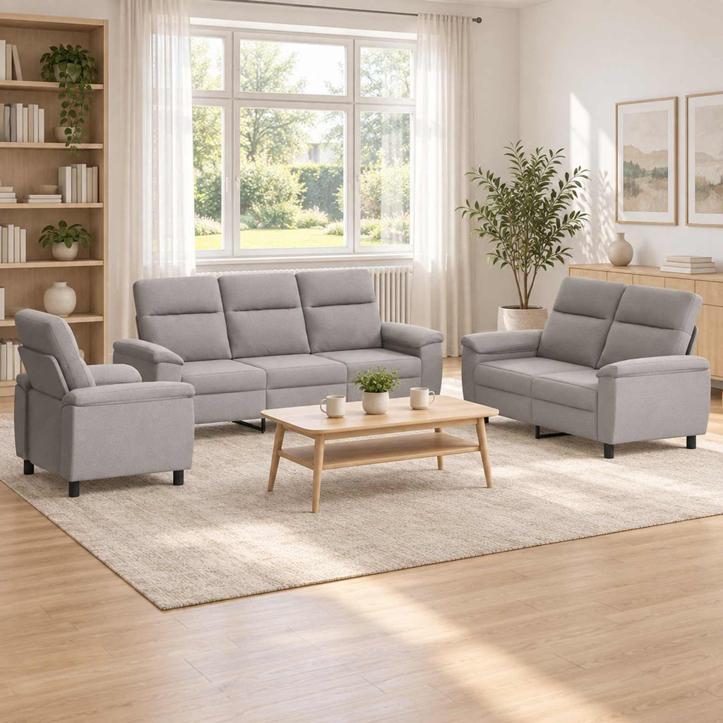 vidaXL Zestaw Sof 3 pcs Szary chmur tkanina