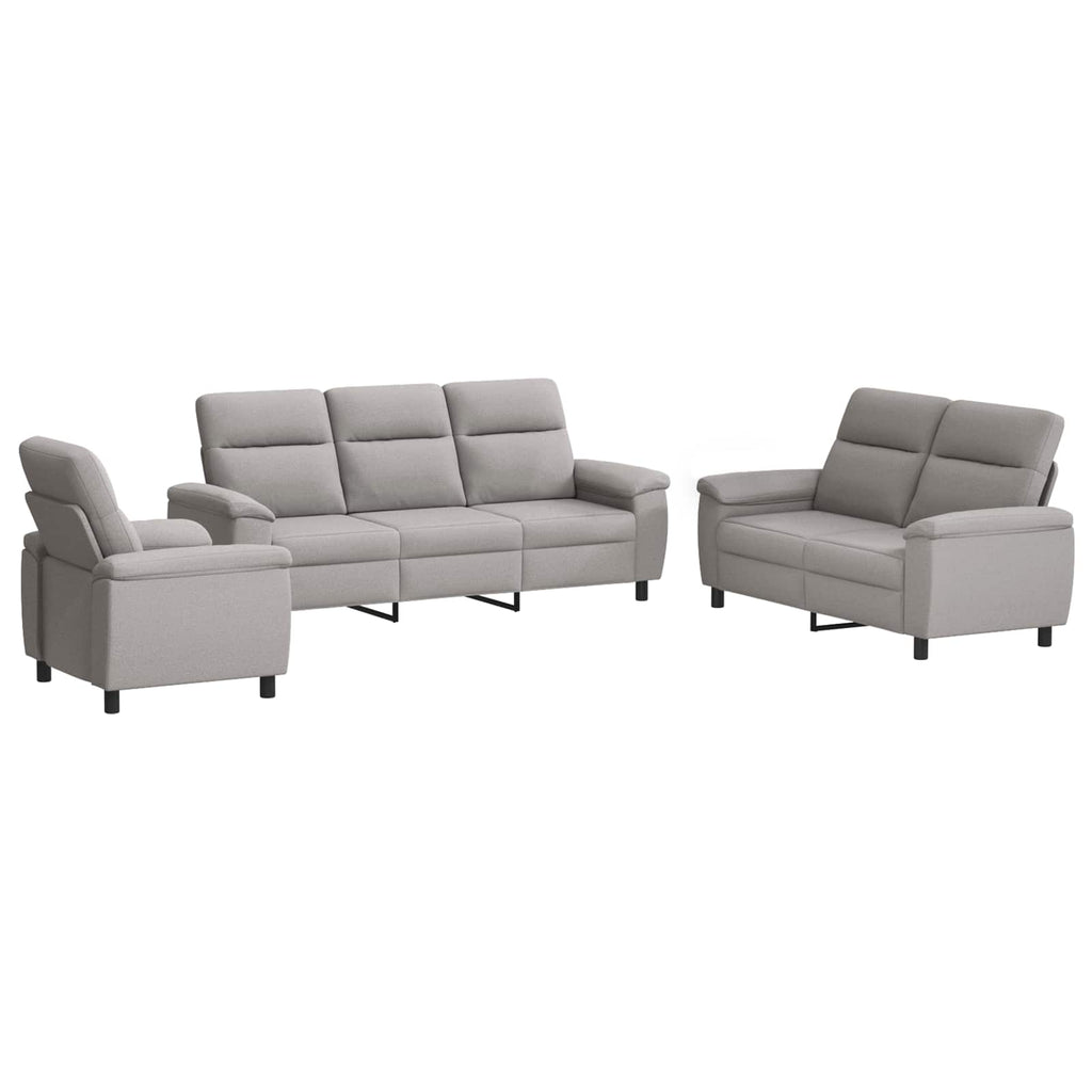 vidaXL Zestaw Sof 3 pcs Szary chmur tkanina