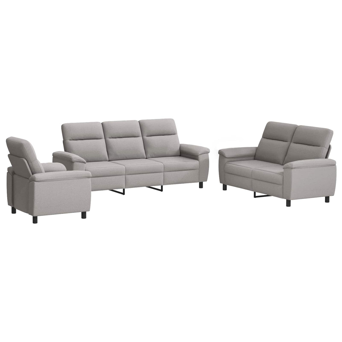 vidaXL Zestaw Sof 3 pcs Szary chmur tkanina
