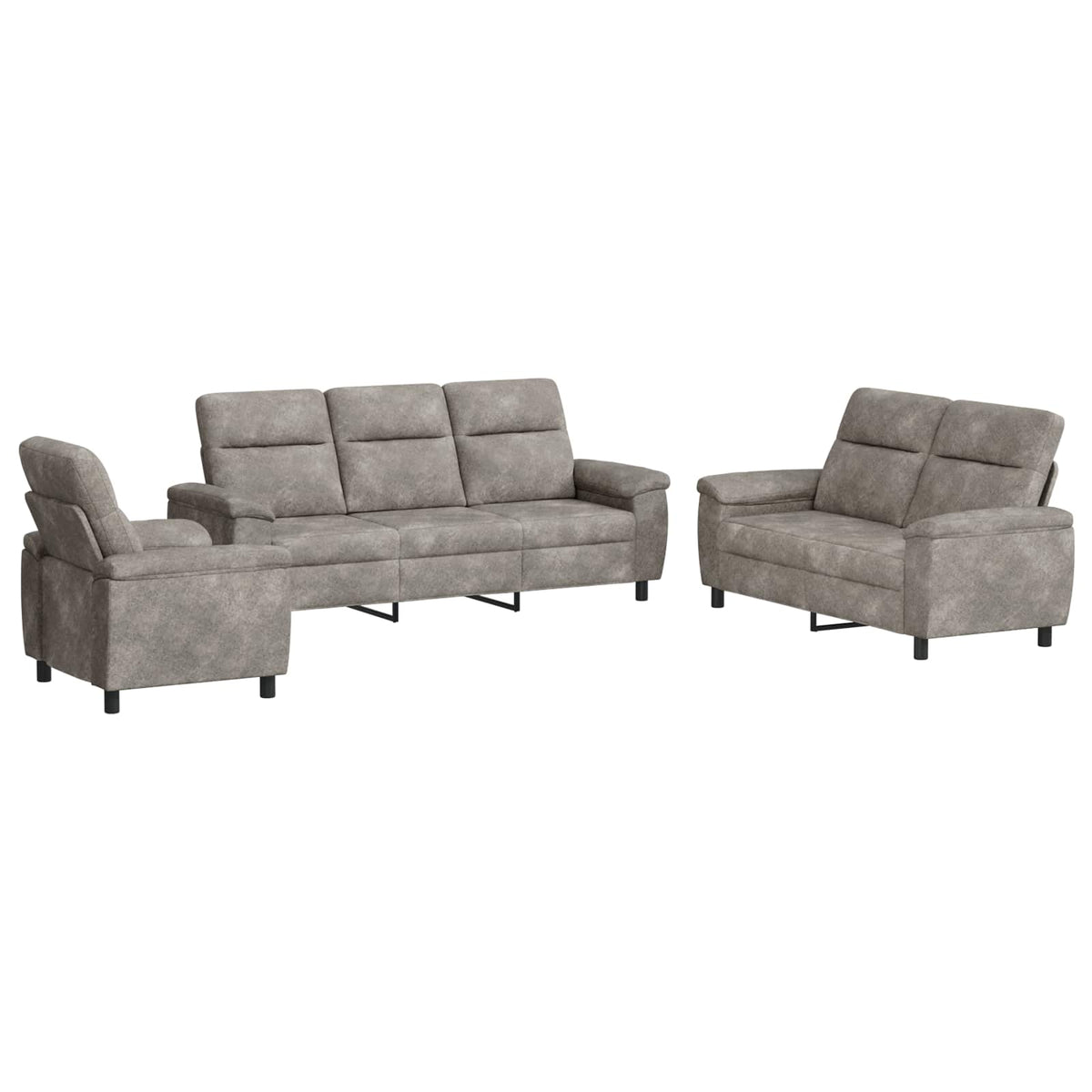 vidaXL Zestaw Sof 3 pcs jasnoszary Skóra zamszowa