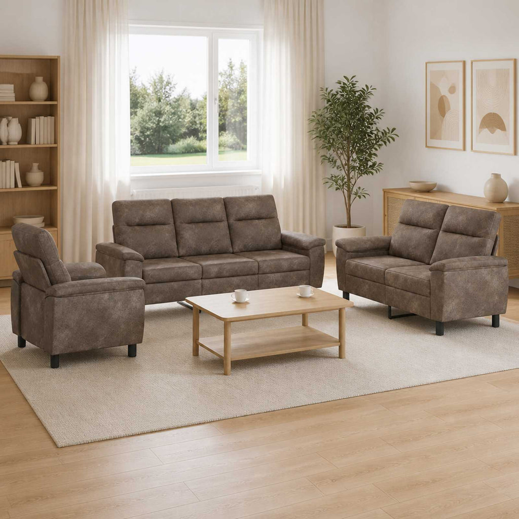 vidaXL Zestaw Sof 3 pcs ciemnoszary Skóra zamszowa