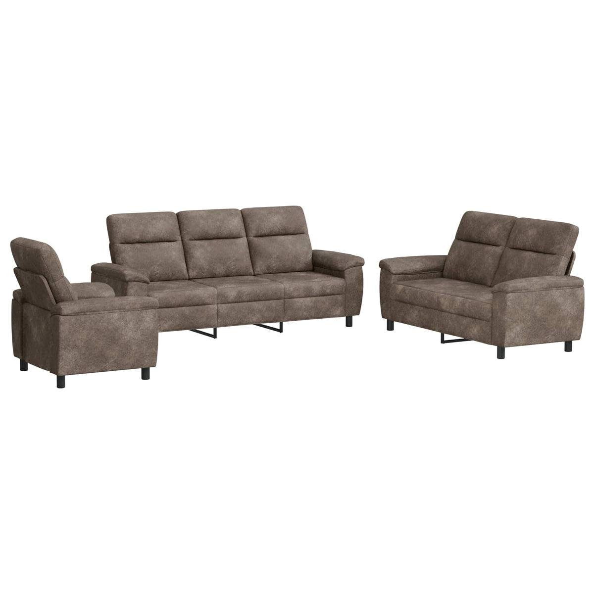 vidaXL Zestaw Sof 3 pcs ciemnoszary Skóra zamszowa