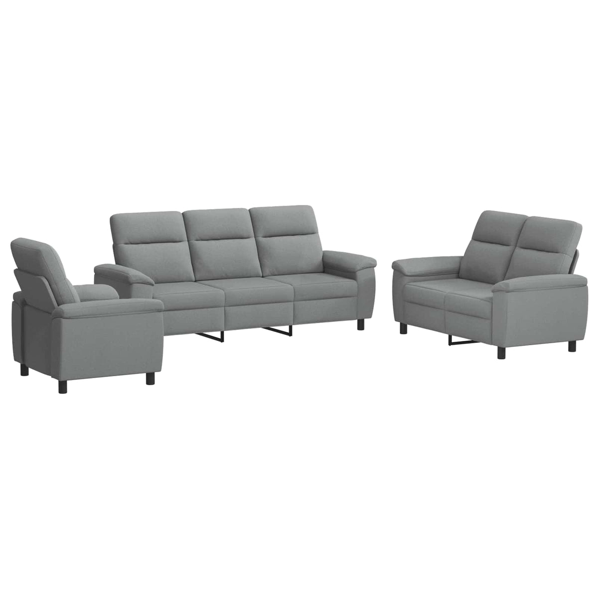 vidaXL Zestaw Sof 3 pcs jasnoszary tkanina