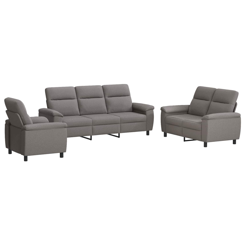 vidaXL Zestaw Sof 3 pcs Ciemnoszary tkanina