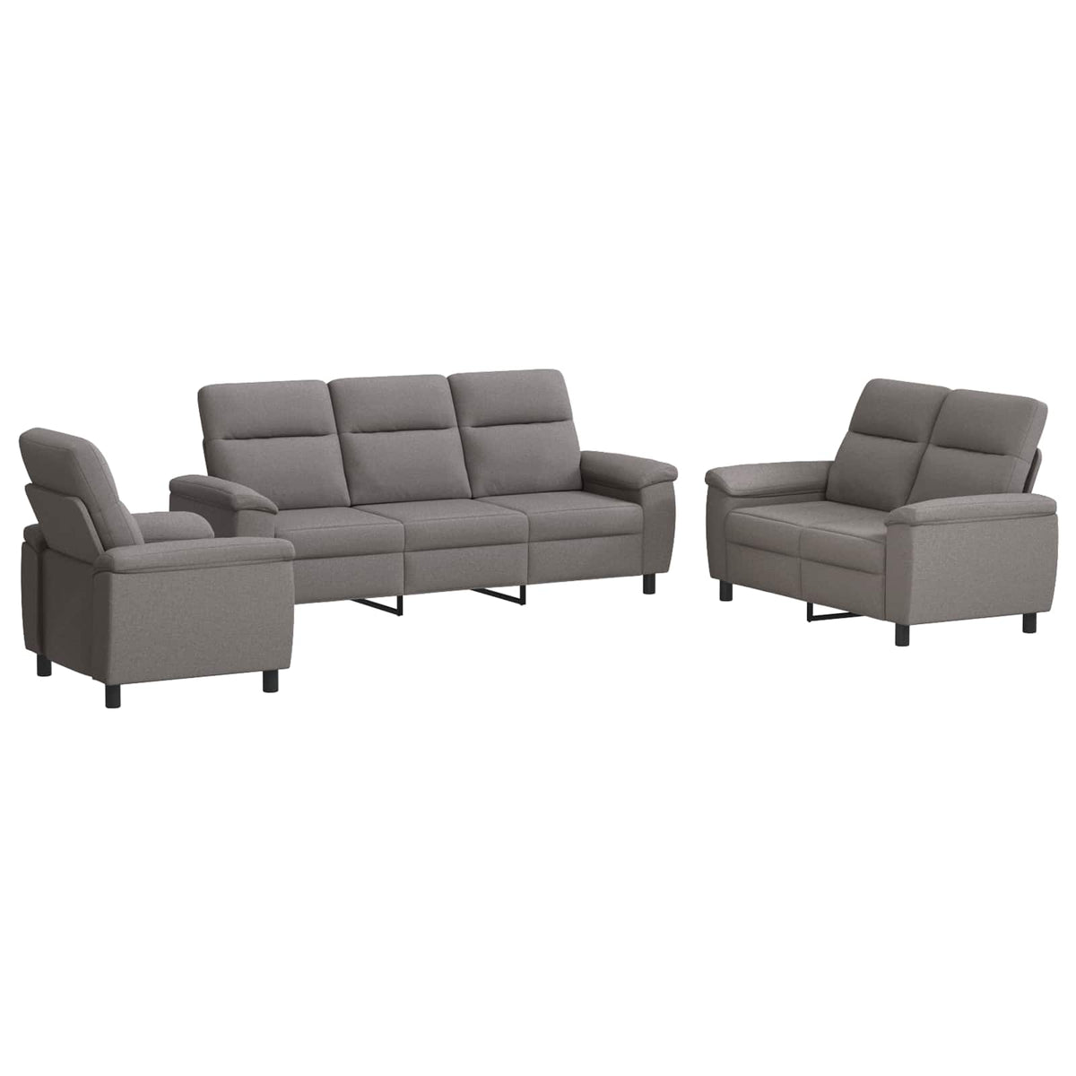 vidaXL Zestaw Sof 3 pcs Ciemnoszary tkanina