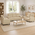 vidaXL Zestaw Sof 3 pcs kremowy tkanina