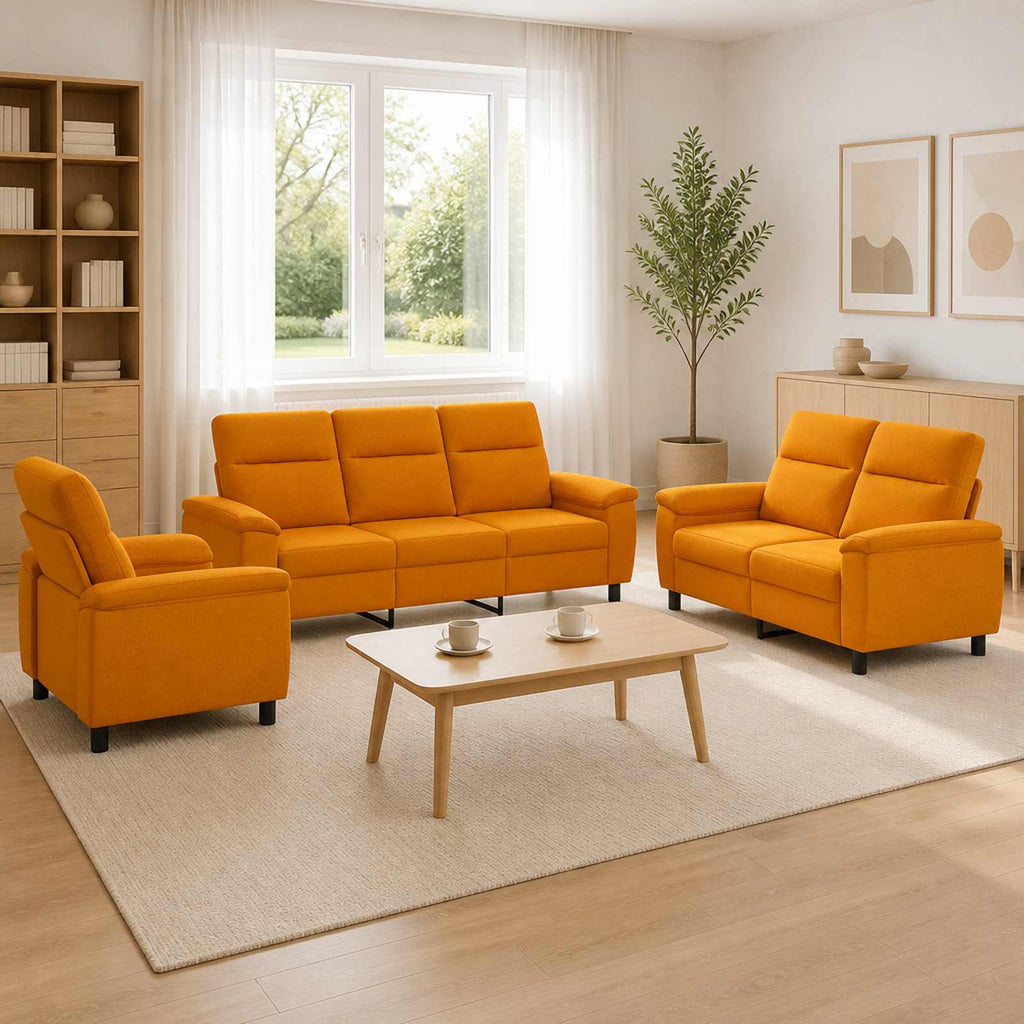 vidaXL Zestaw Sof 3 pcs Ciemny Żółty tkanina