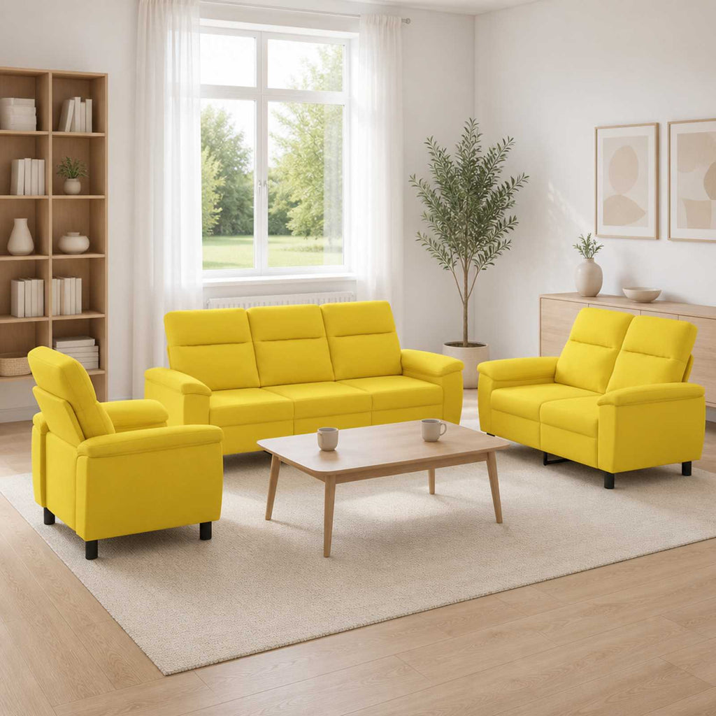 vidaXL Zestaw Sof 3 pcs Jasnożółty tkanina