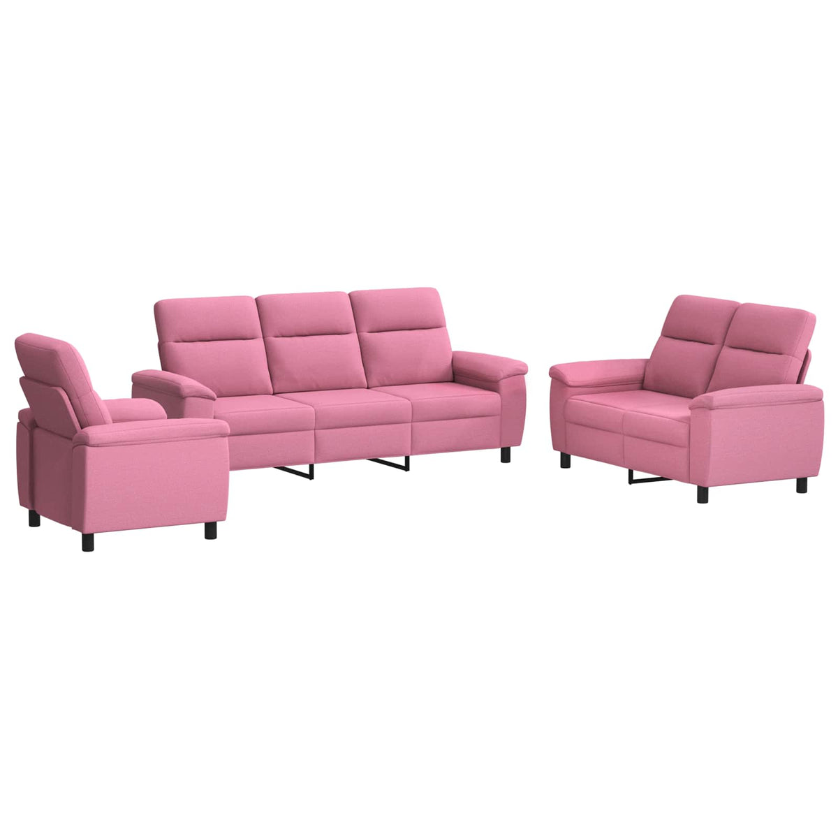 vidaXL Zestaw Sof 3 pcs różowy tkanina