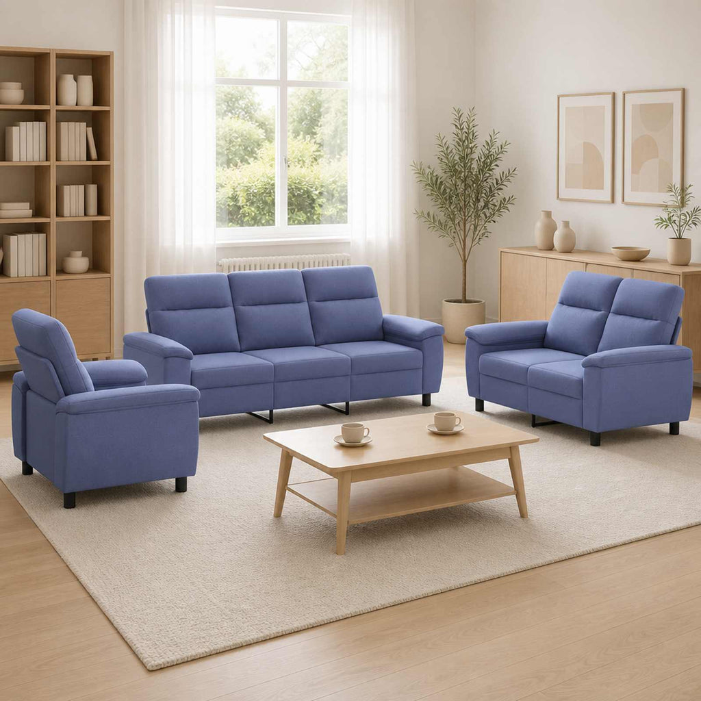 vidaXL Zestaw Sof 3 pcs Niebieski dżins tkanina