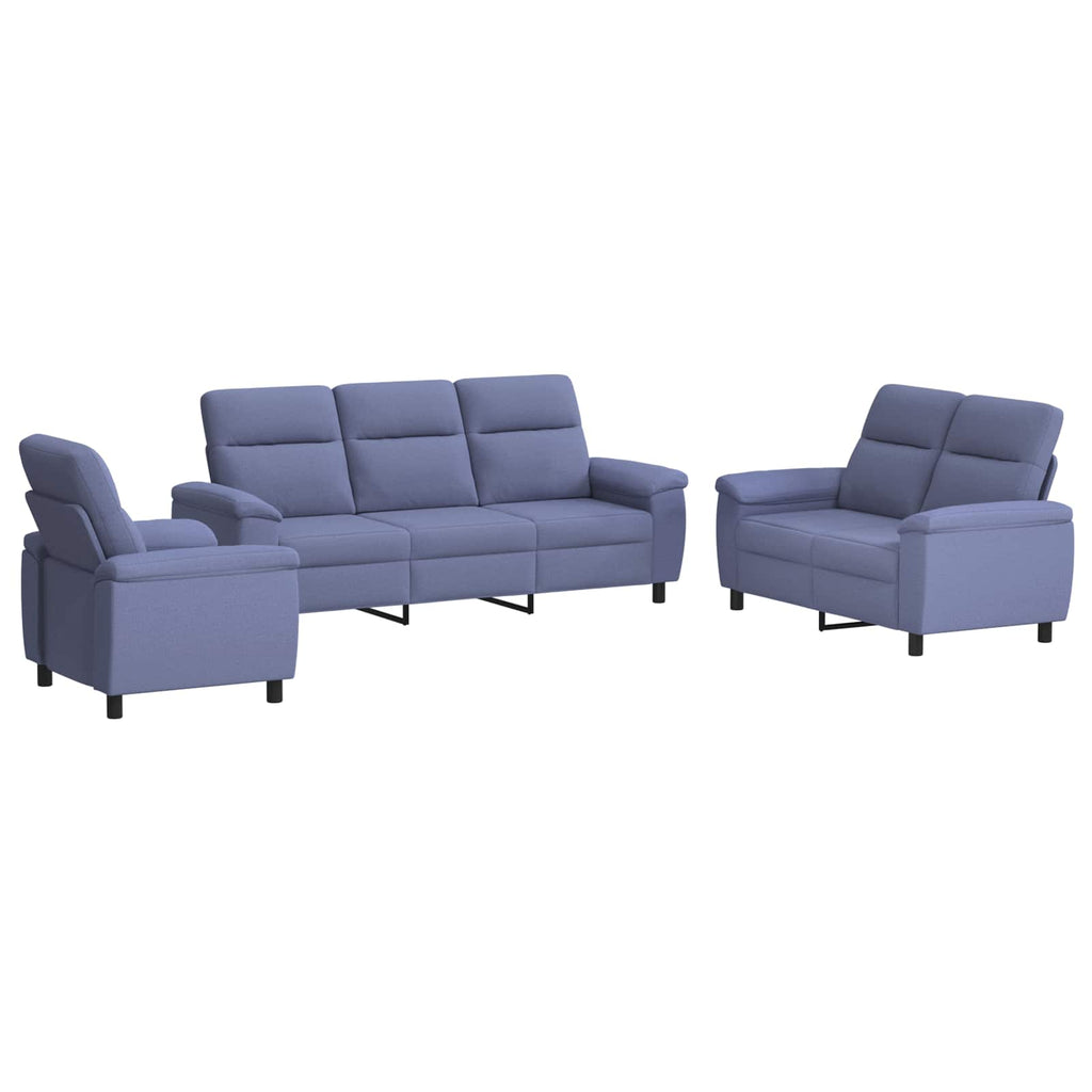 vidaXL Zestaw Sof 3 pcs Niebieski dżins tkanina