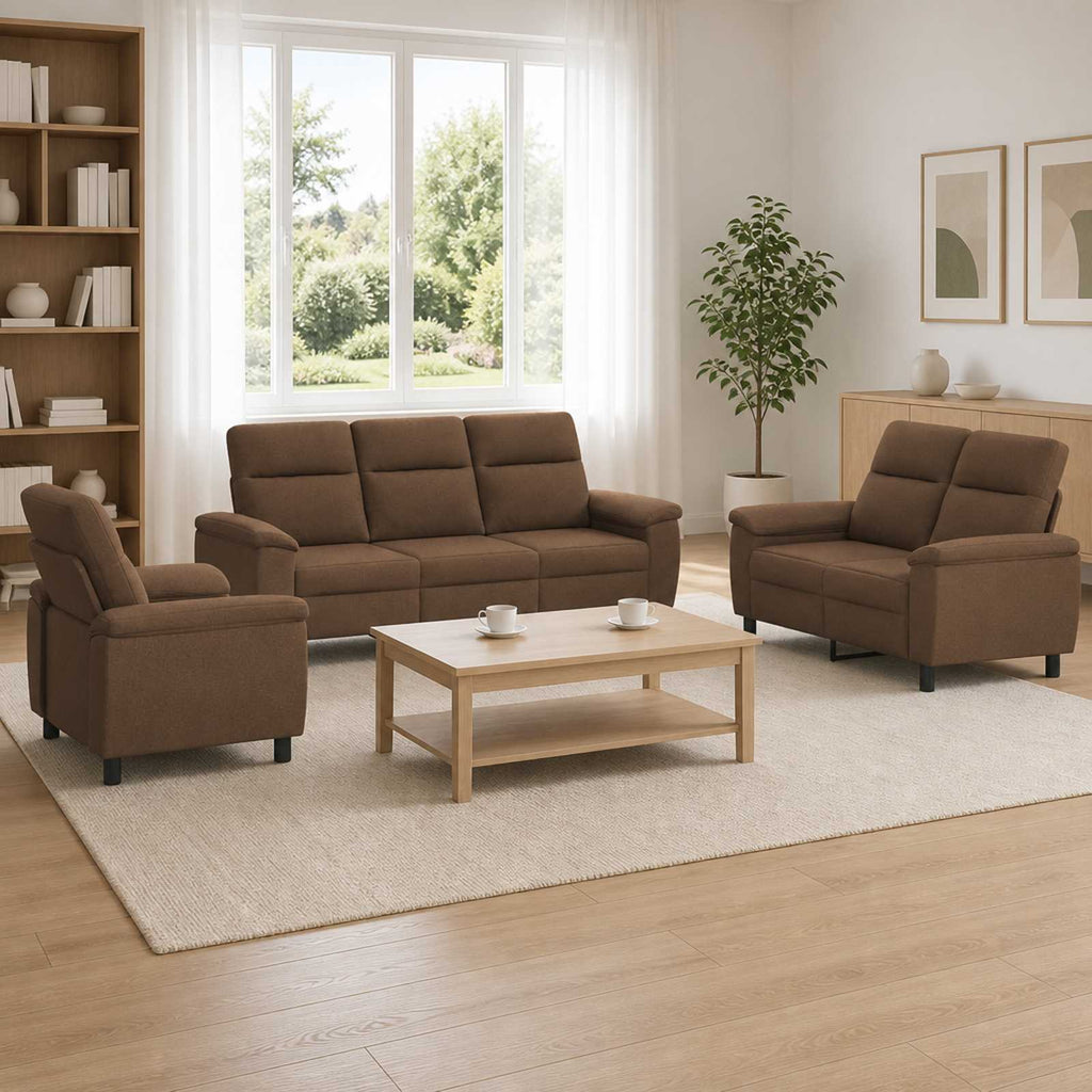 vidaXL Zestaw Sof 3 pcs brązowy tkanina