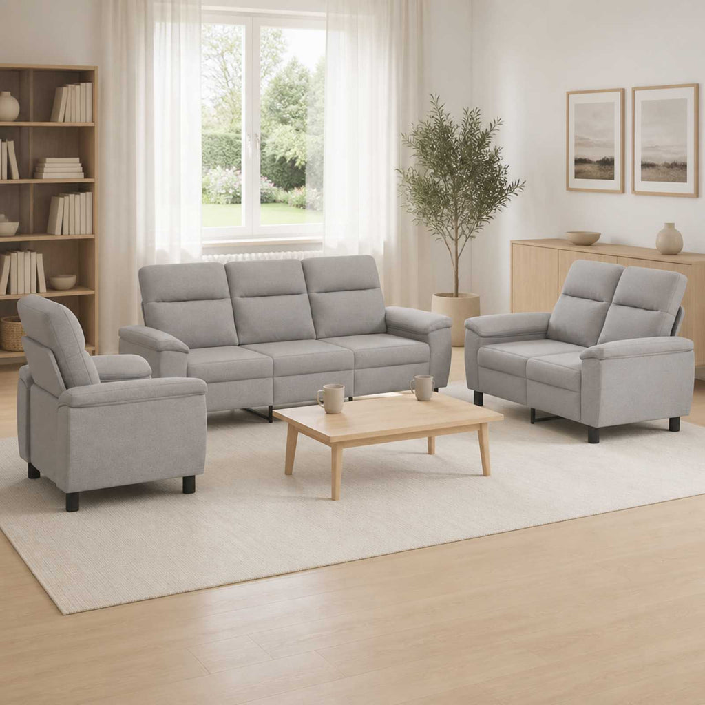 vidaXL Zestaw Sof 3 pcs Szary chmur tkanina