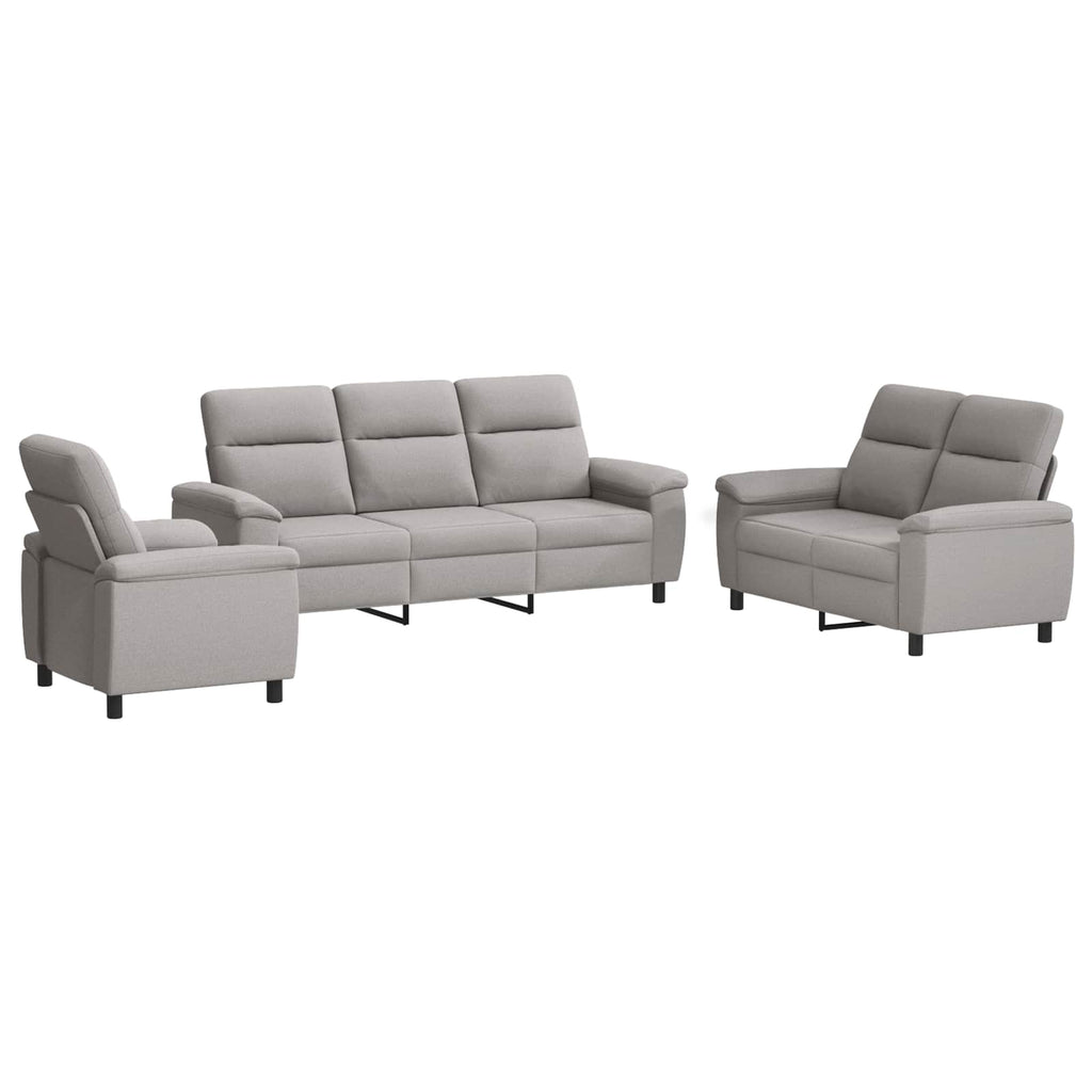 vidaXL Zestaw Sof 3 pcs Szary chmur tkanina