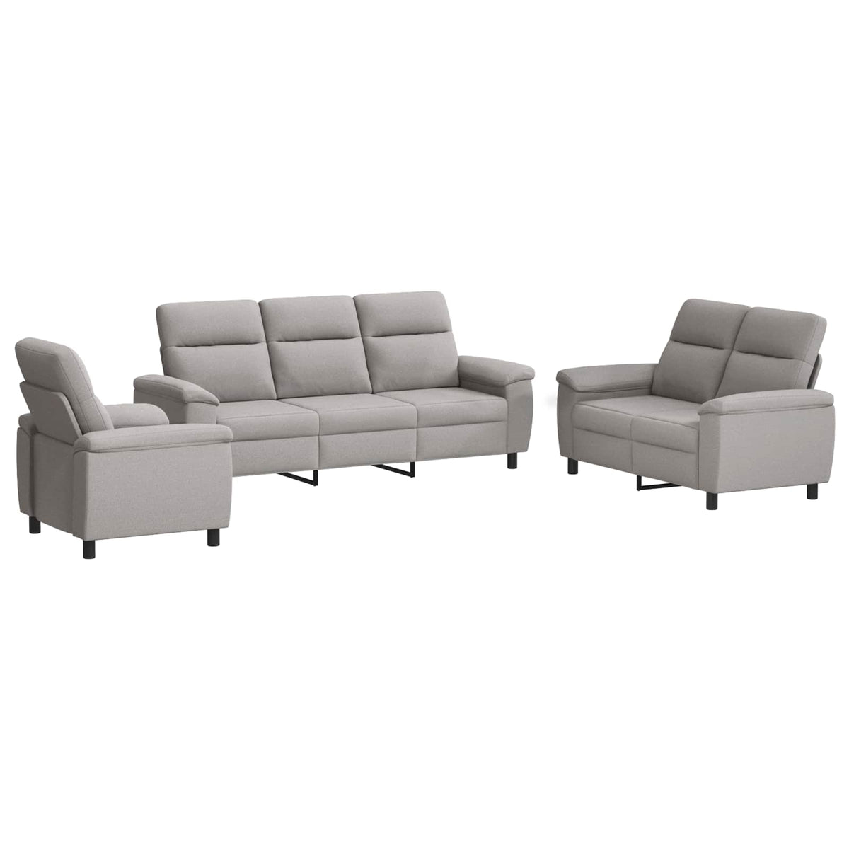 vidaXL Zestaw Sof 3 pcs Szary chmur tkanina
