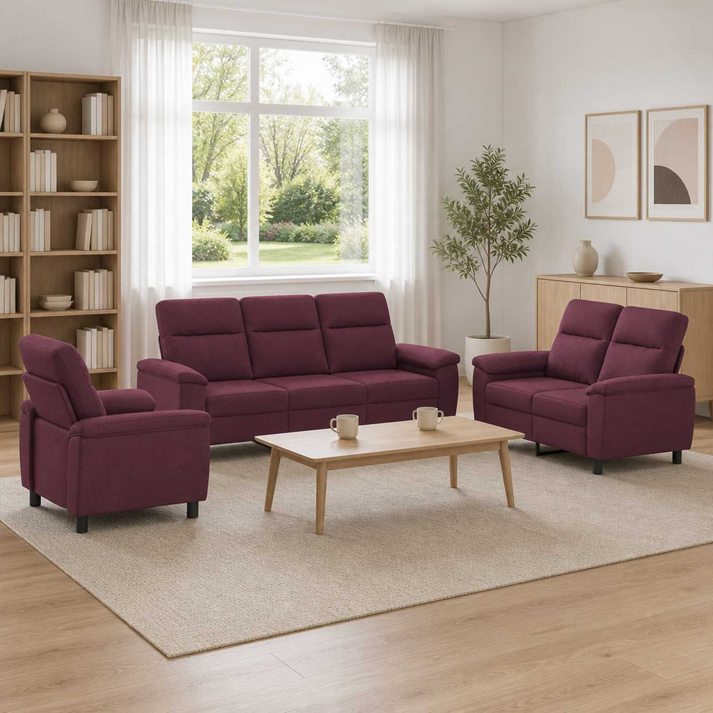 vidaXL Zestaw Sof 3 pcs Fioletowy tkanina