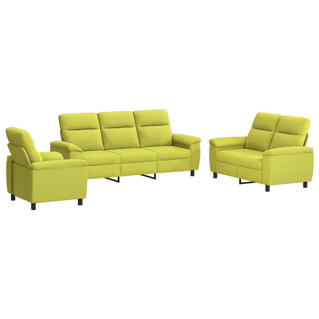vidaXL Zestaw Sof 3 pcs Jasnozielony tkanina
