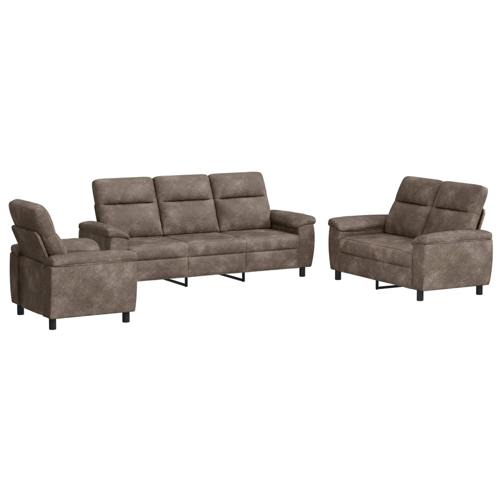 vidaXL Zestaw Sof 3 pcs jasnoszary Skóra zamszowa