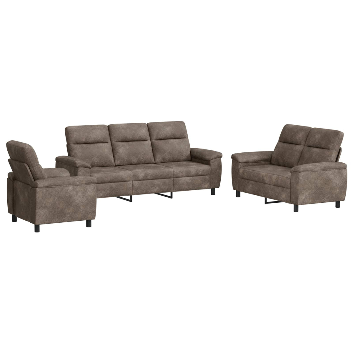 vidaXL Zestaw Sof 3 pcs jasnoszary Skóra zamszowa