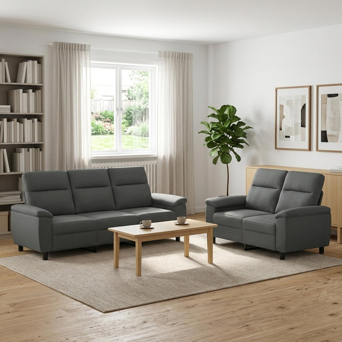vidaXL Zestaw Sof 2 pcs ciemnoszary tkanina
