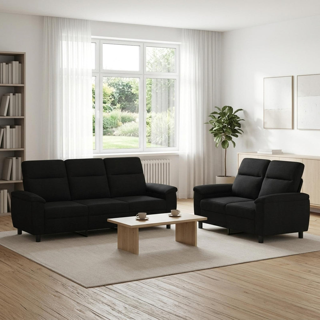 vidaXL Zestaw Sof 2 pcs Czarny tkanina