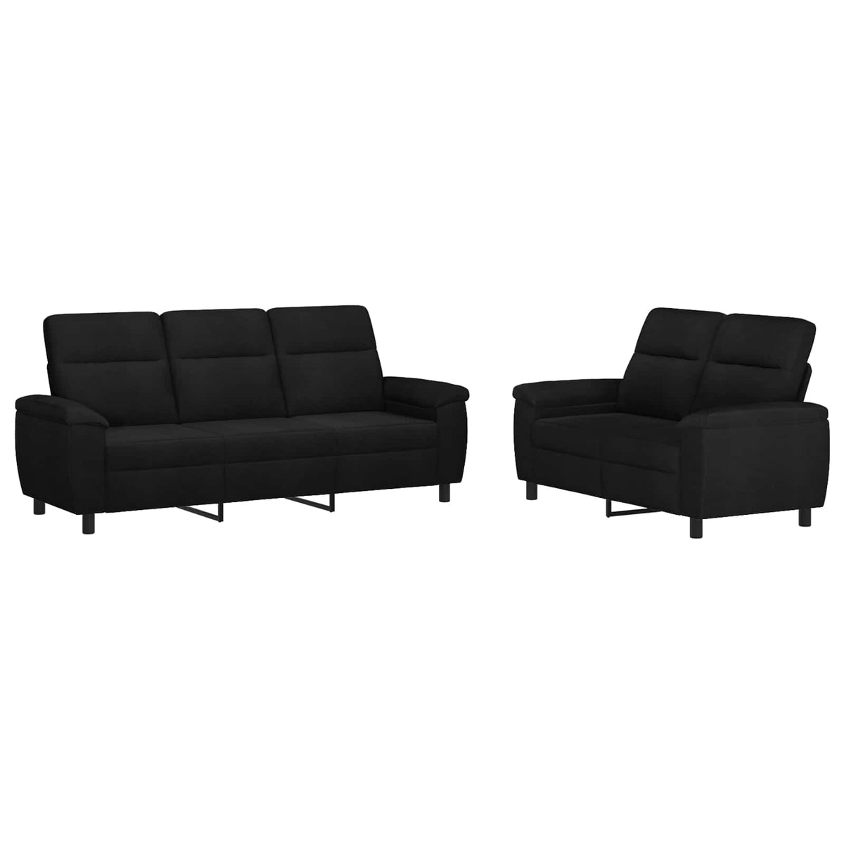 vidaXL Zestaw Sof 2 pcs Czarny tkanina