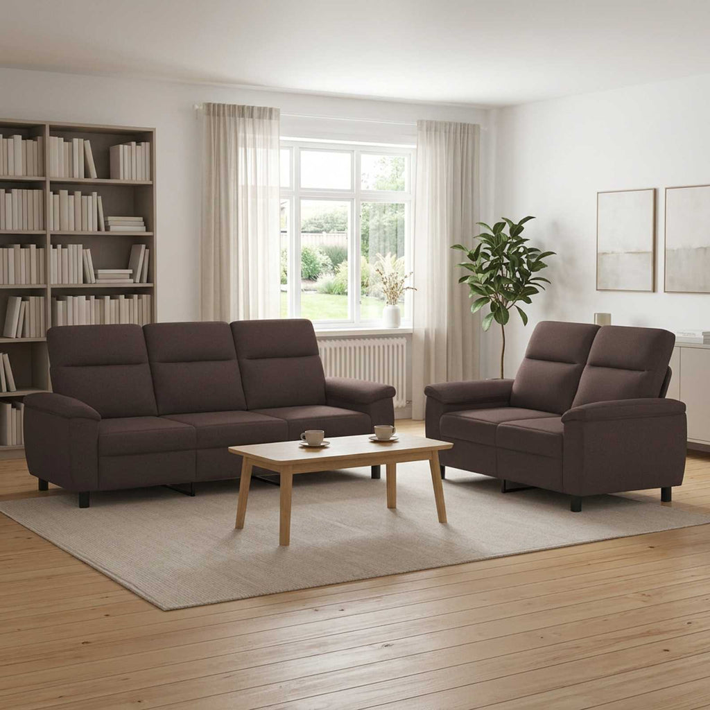 vidaXL Zestaw Sof 2 pcs Ciemny brąz tkanina