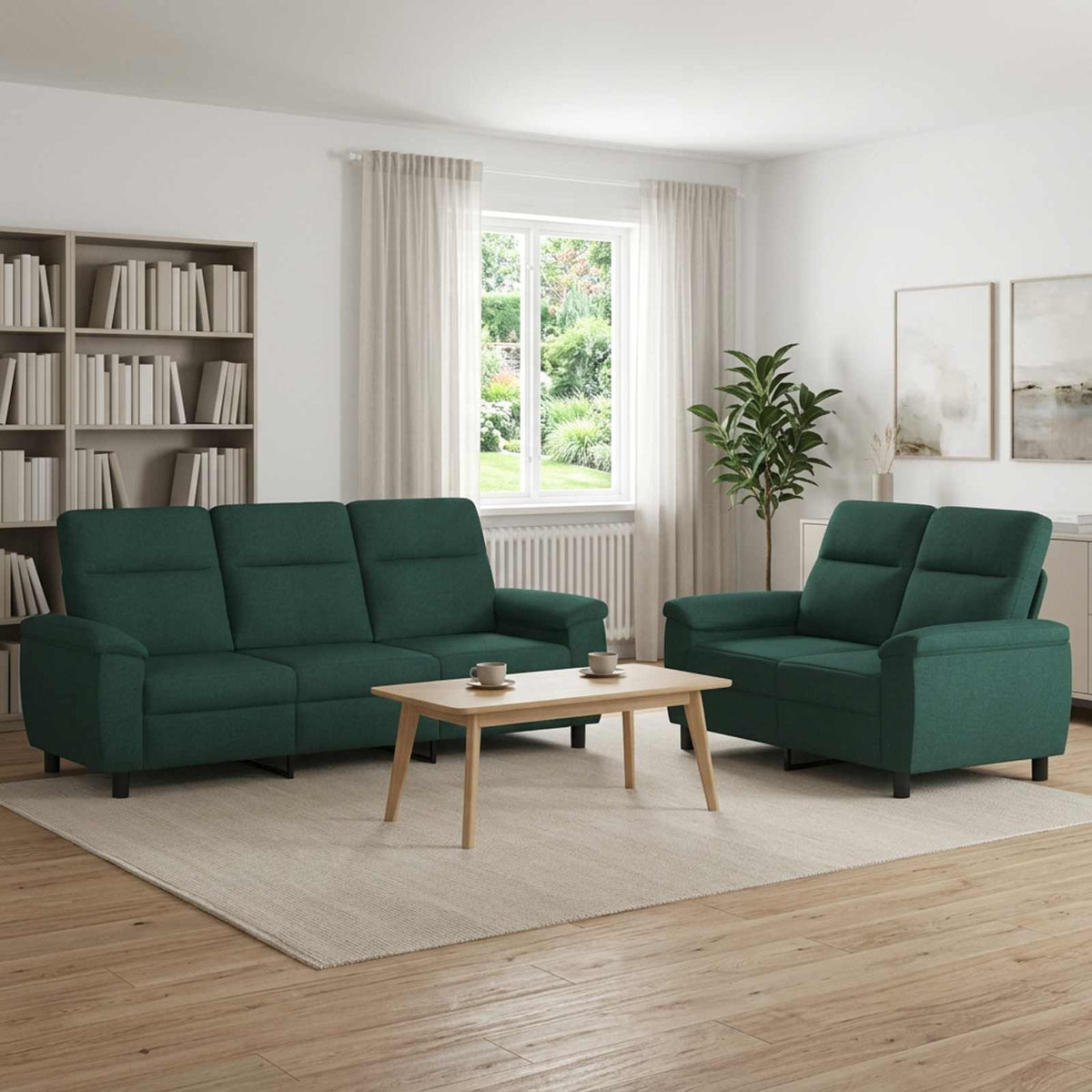 vidaXL Zestaw Sof 2 pcs Ciemnozielony tkanina